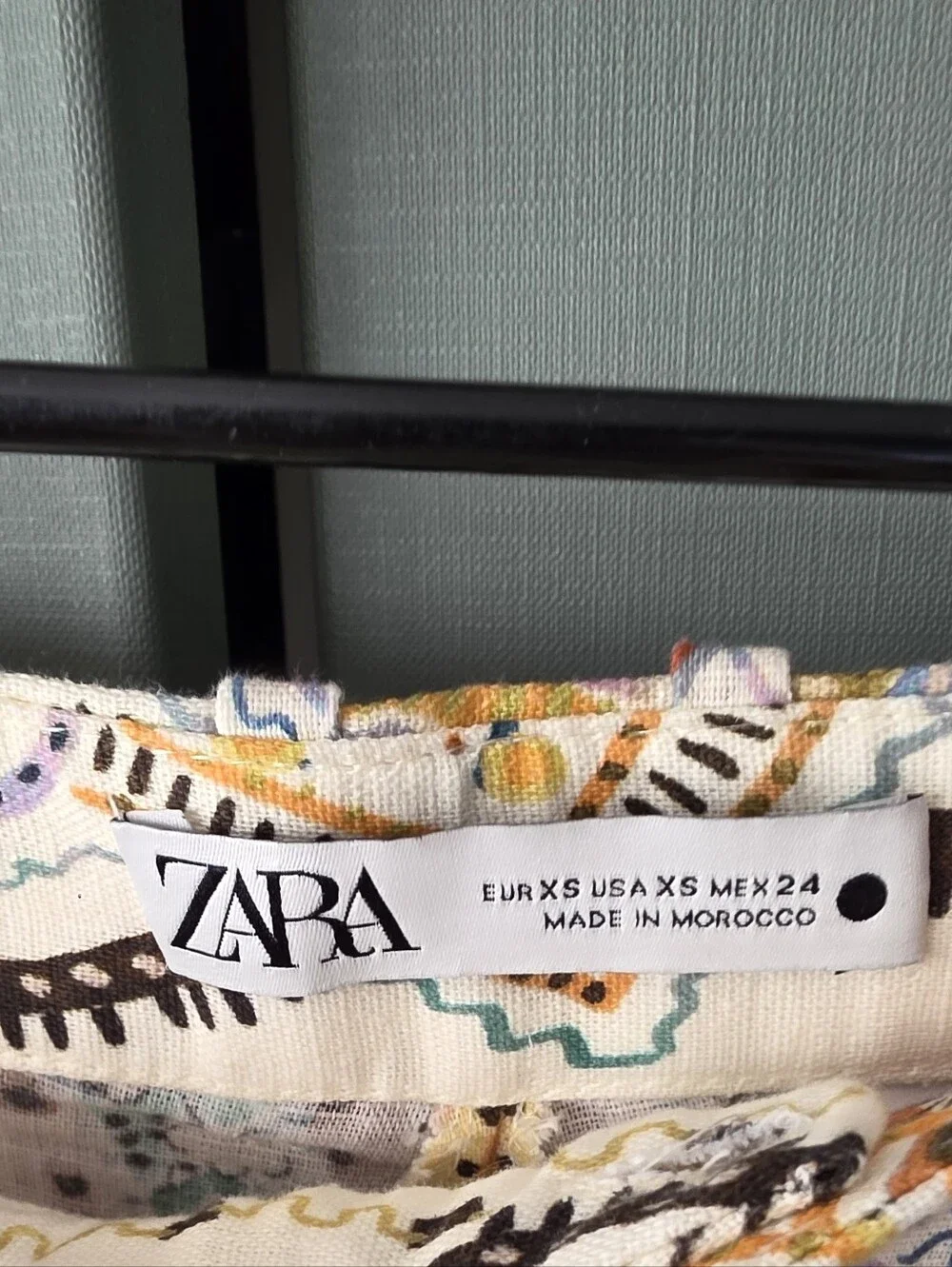 682. Zara Printed Linen Blend Mini Flare Pants Paisley Boho Co-Ord XS